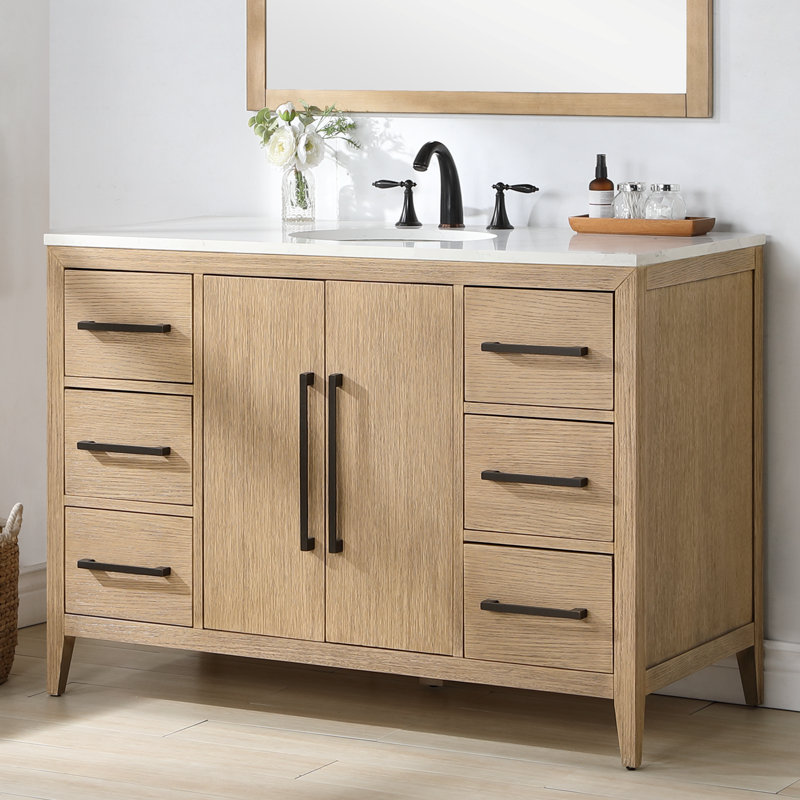 Highbury Furnishings Alsup 48'' Single Bathroom Vanity with Quartz Top ...